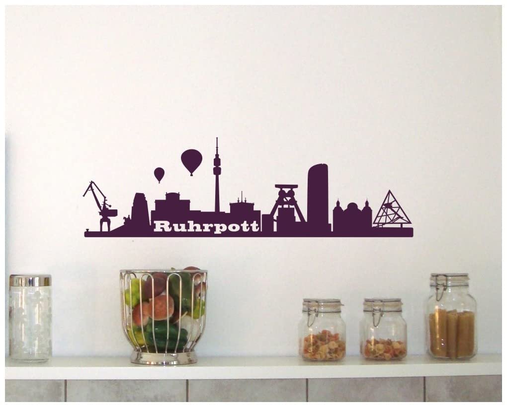 Наклейка на стіну Samunshi Ruhrpott Skyline City 150 x 45 см Чорна, фото №3