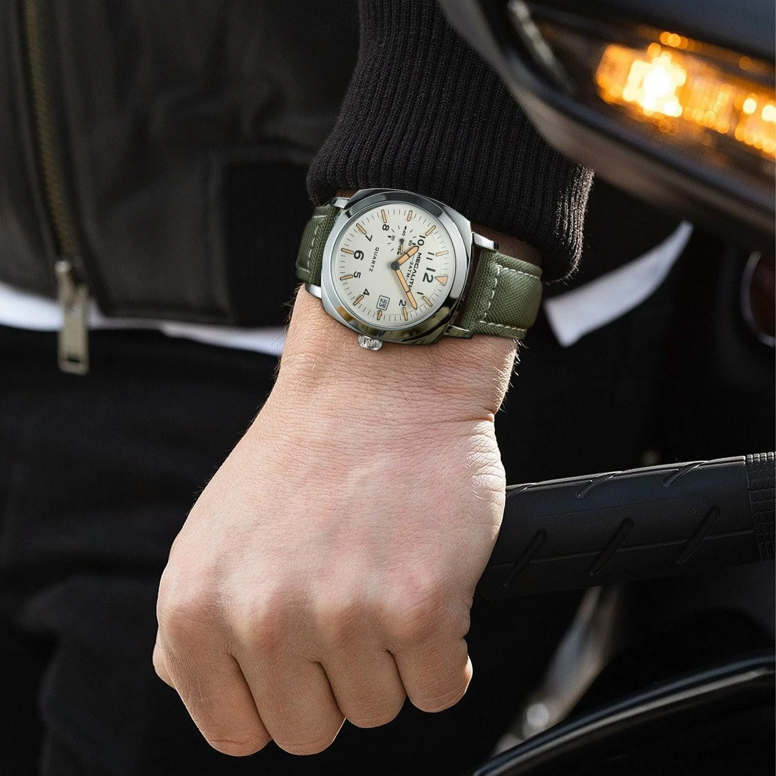 Годинник MEGALITH Кварцовий Аналоговий Чоловічий Водонепроникний Срібний Спортивний, фото №9