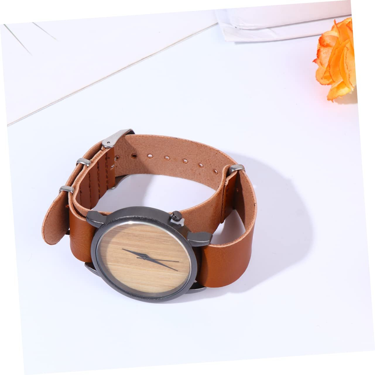 Дерев'яний годинник LIFKOME з шкіряним ремінцем, фото №5