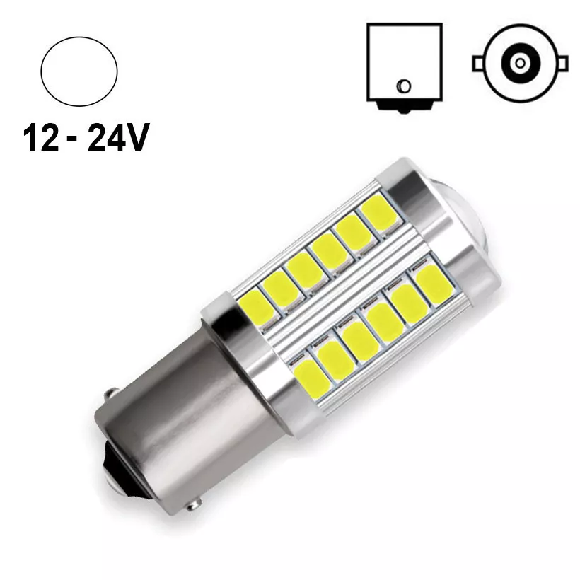 Автолампа Terra P21W 1156 коктейль BA15s 5630x33smd лінза білий 12-24V, фото №1