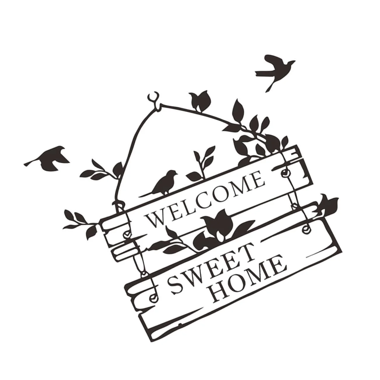 Наклейка на стену BESTYASH Welcome Home Самоклеящаяся ПВХ Съемная Экологичная Черная, фото №1