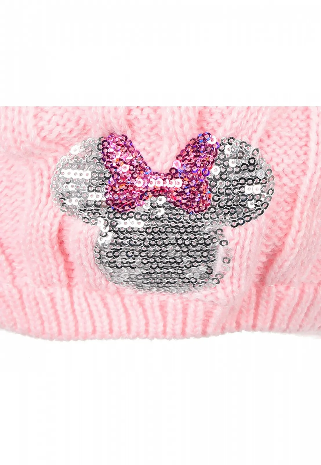 Берет Minnie Mouse Дитячий З помпоном Зимовий Вязана Рожевий, 54, фото №3
