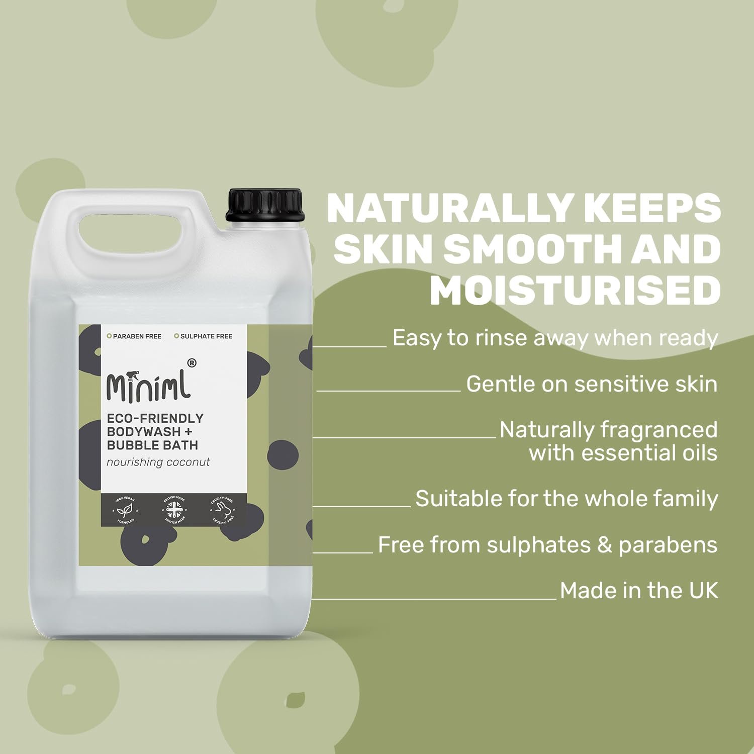 Гель для тіла та піна для ванни Miniml зволожувальний кокос та алое вера, 5 л, фото №2 Гель для тіла та піна для ванни Miniml зволожувальний кокос та алое вера, 5 л, фото №2