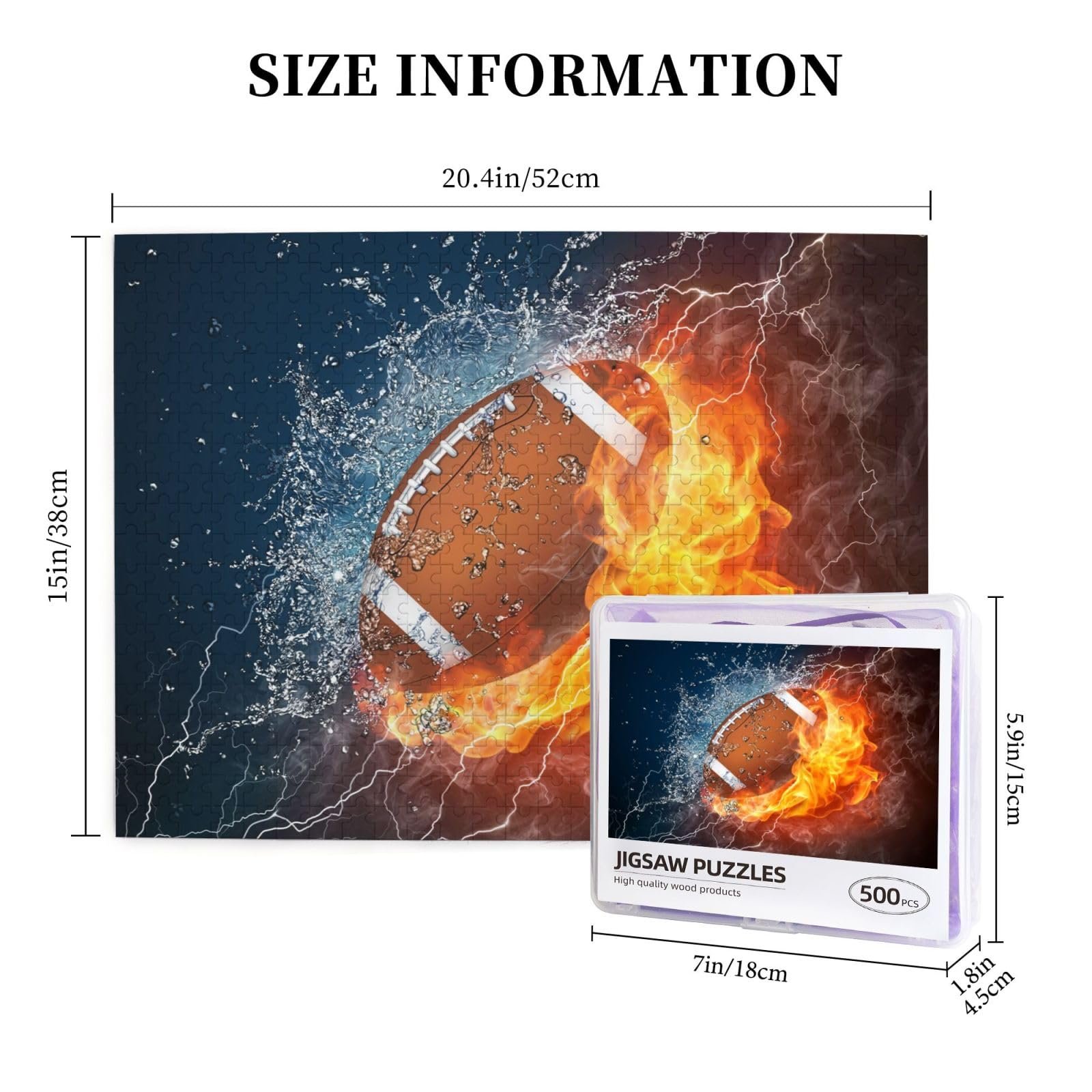 Пазл деревянный Burning American Football in Fire 500 элементов, фото №5