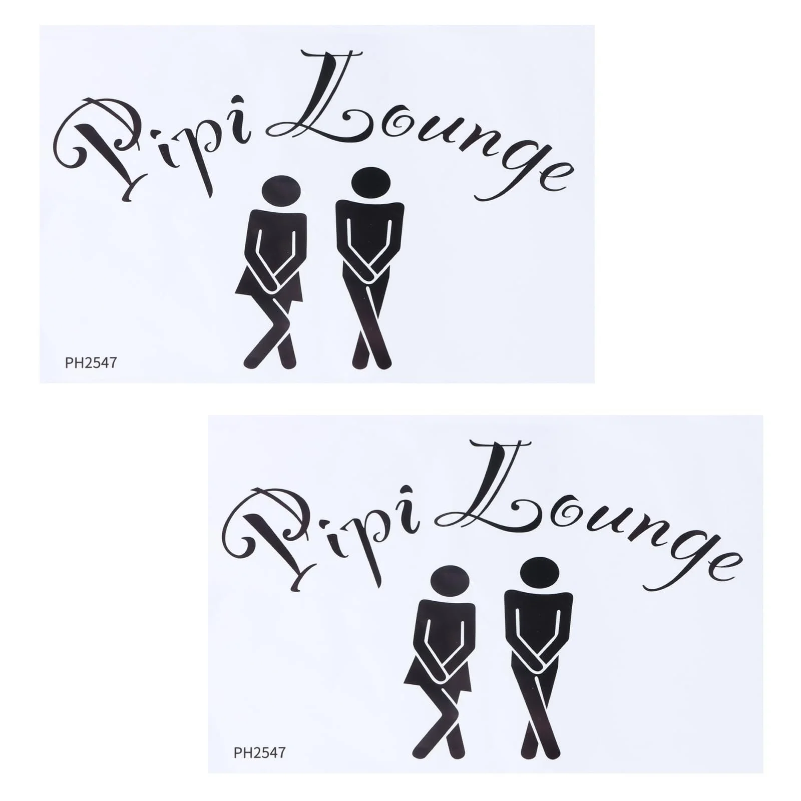 Набір з 2 наклейок на туалет Pipi Lounge Символи чоловіка та жінки Чорний, фото №1