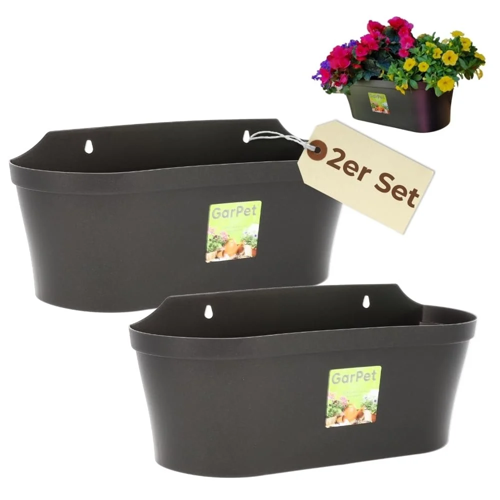 Набір горщиків настінних 2 шт. антрацит, фото №1