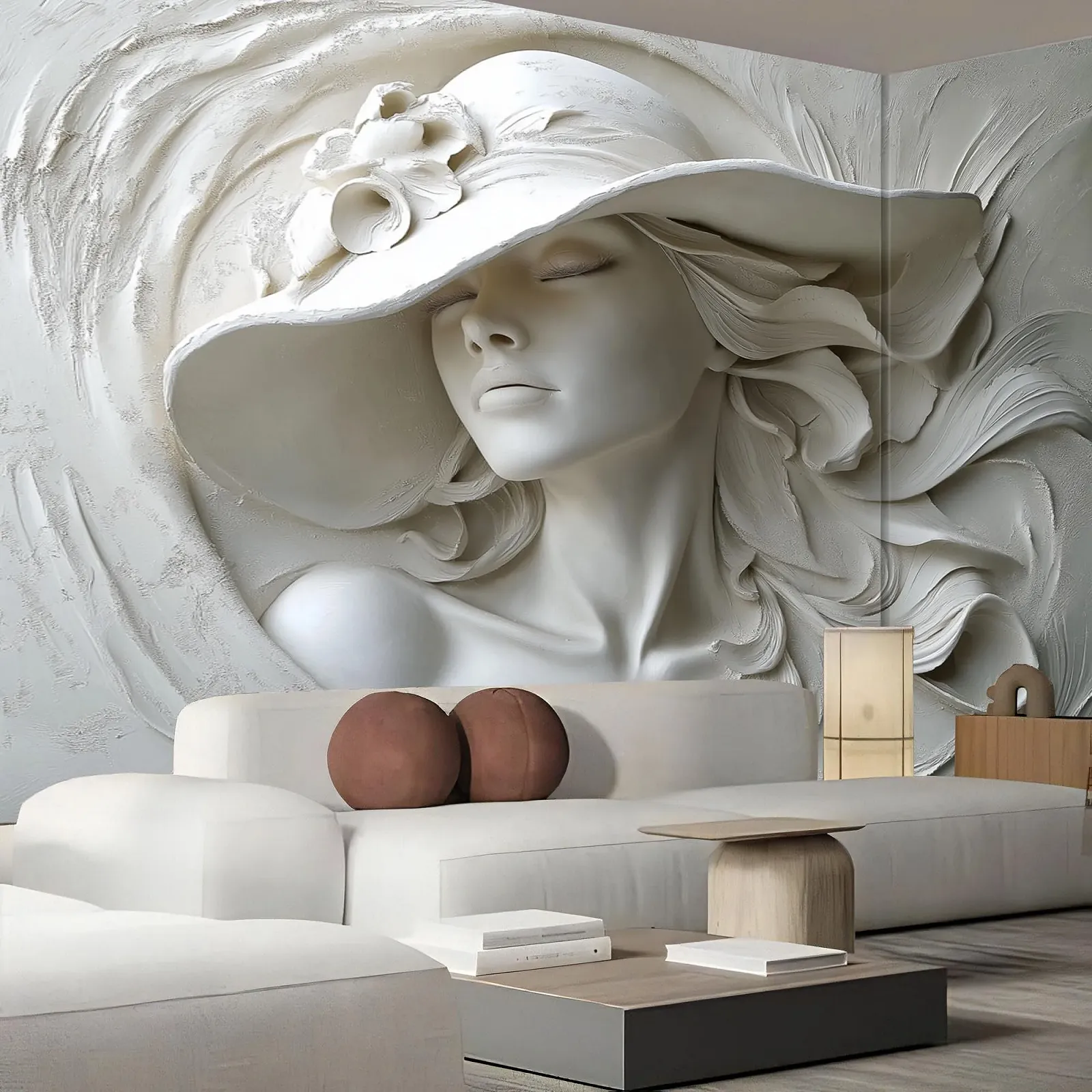 Фотообои 3D Рельеф Женщина в шляпе Современный дизайн 350 x 256 см, фото №4