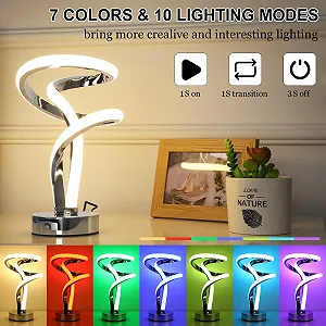 Настільна лампа Lightess LED Bedside Lamp Touch Dimmable 10 W RGB Spiral Modern Срібляста synthetic.ua - Фото 1