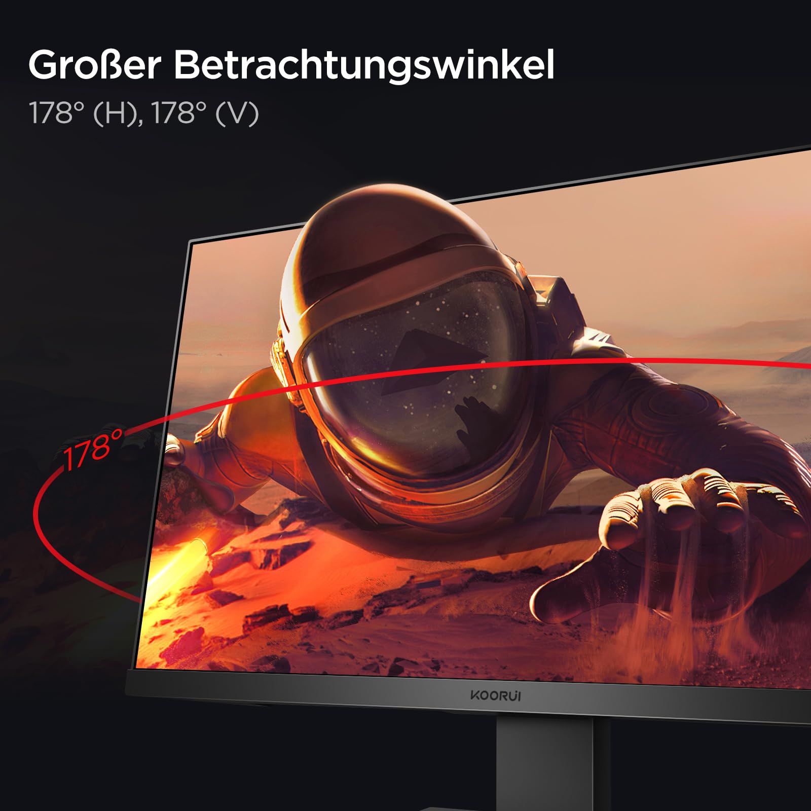 Монитор KOORUI 22 Inch Gaming с интегрированными динамиками, 100Hz, 1080p, безрамочный, HDMI, регулируемый наклон, защита для глаз, VESA, черный, фото №2