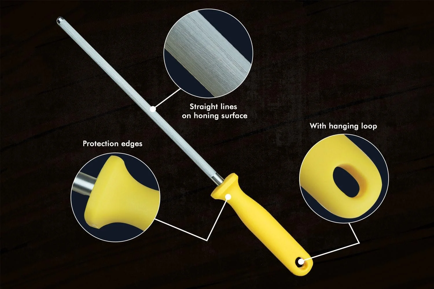 Мусат SMI Solingen сталевий з жовтою ручкою, фото №5