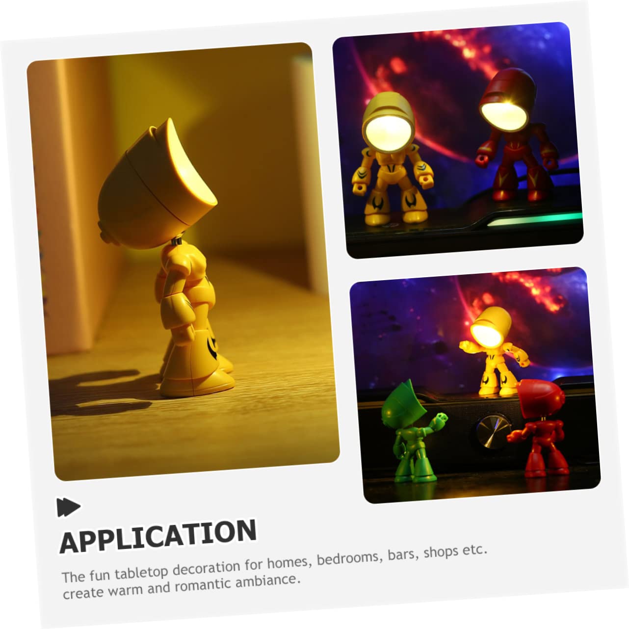 Лампа HEMOTON Night Light Robot Столовая Светодиодная Ночная Маленькая Настольная Робот Лампа Ночная Лампочка Кнопочный Элемент Питания Детская Ночная Лампа, фото №4