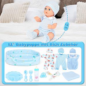 Кукла-мальчик 30 см с 3 комплектами одежды и аксессуарами, кроватка-переноска, бутылочка, игрушка для ролевых игр для детей 3-8 лет, подарок synthetic.ua - Фото 1