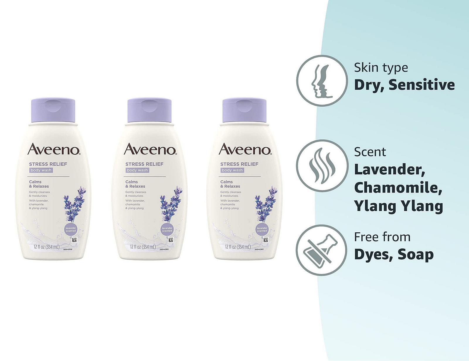 Гель для душу Aveeno Stress Relief 12 фл. унц. 3 шт. Овес, лаванда, ромашка та іланг-іланг, фото №8