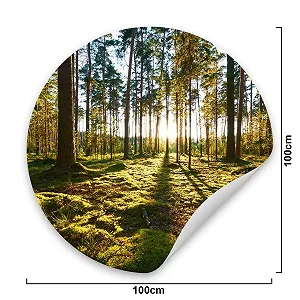 Наклейка на стіну Muralo Circle Trees Forest Sun Rays 100 x 100 см, 3D synthetic.ua - Фото 1