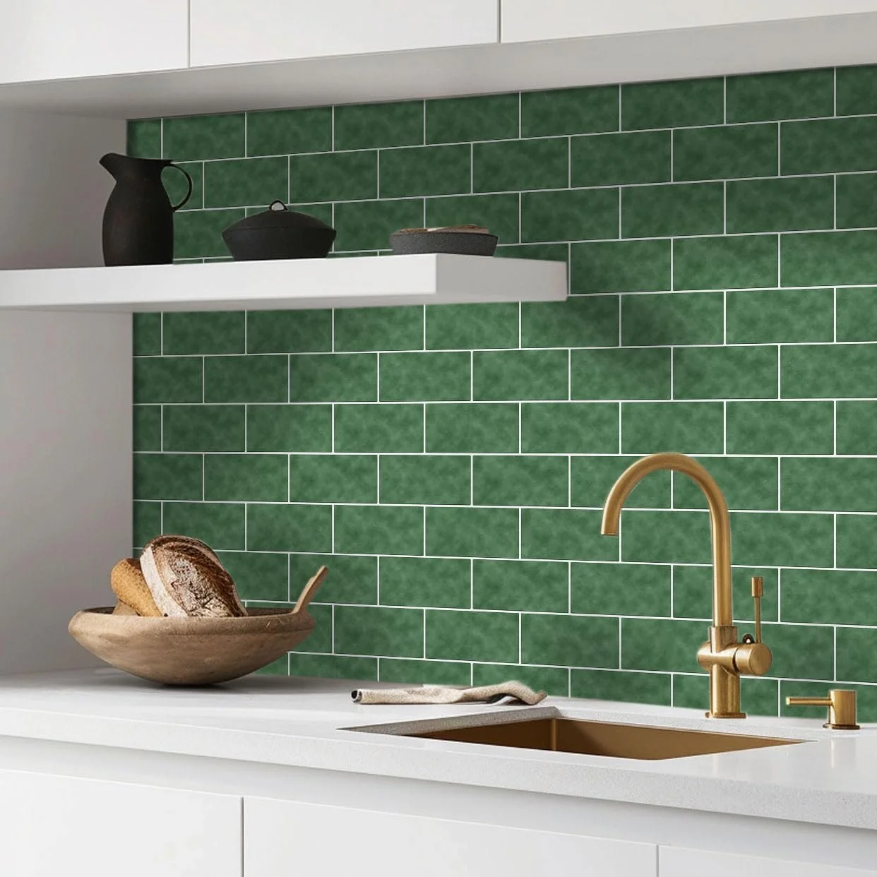 Наклейки на плитку Alwayspon вінілові темно-зелені 24 шт 30 см, фото №6