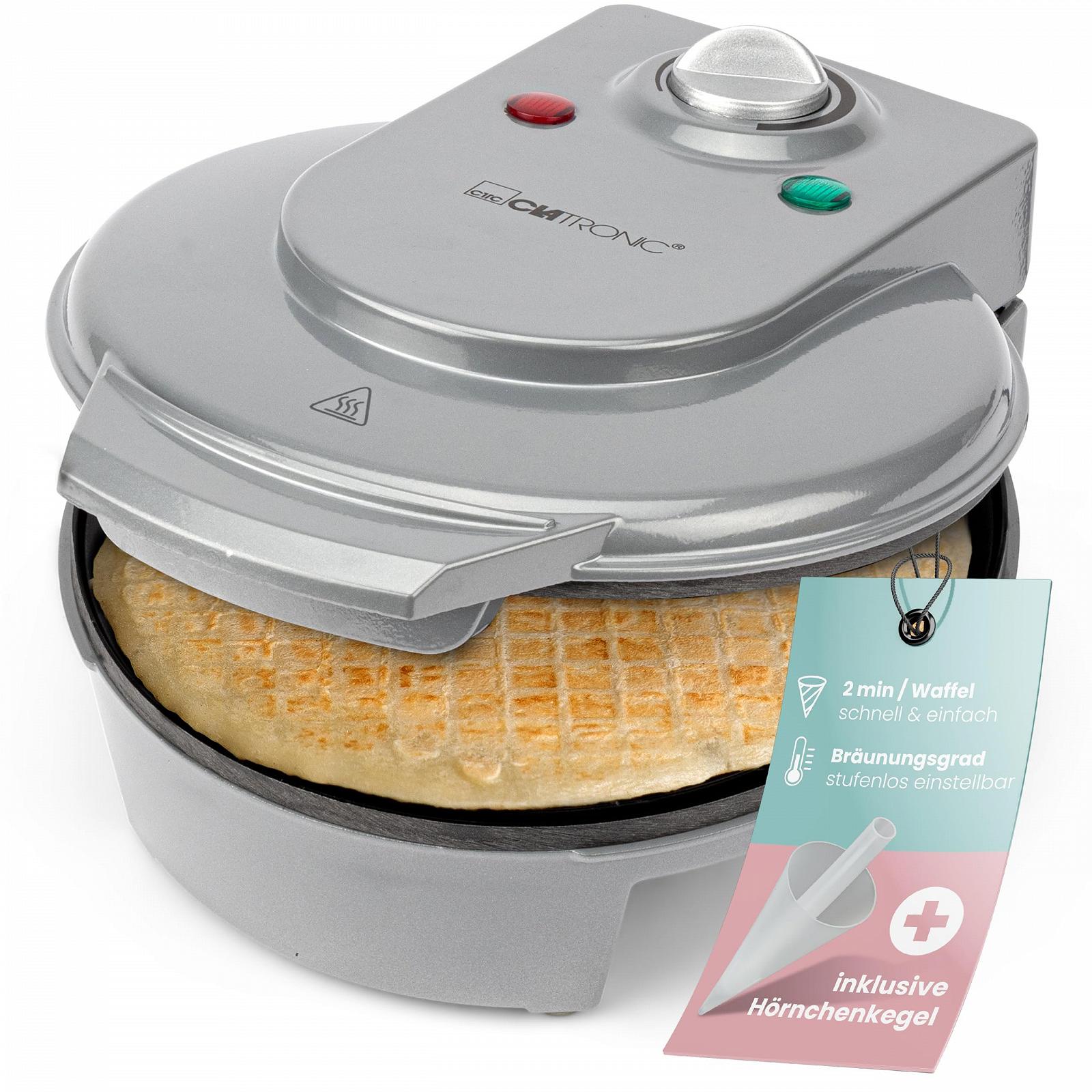 Вафельница Clatronic WA 3491, 18 см, 1200 Вт + конус, фото №8