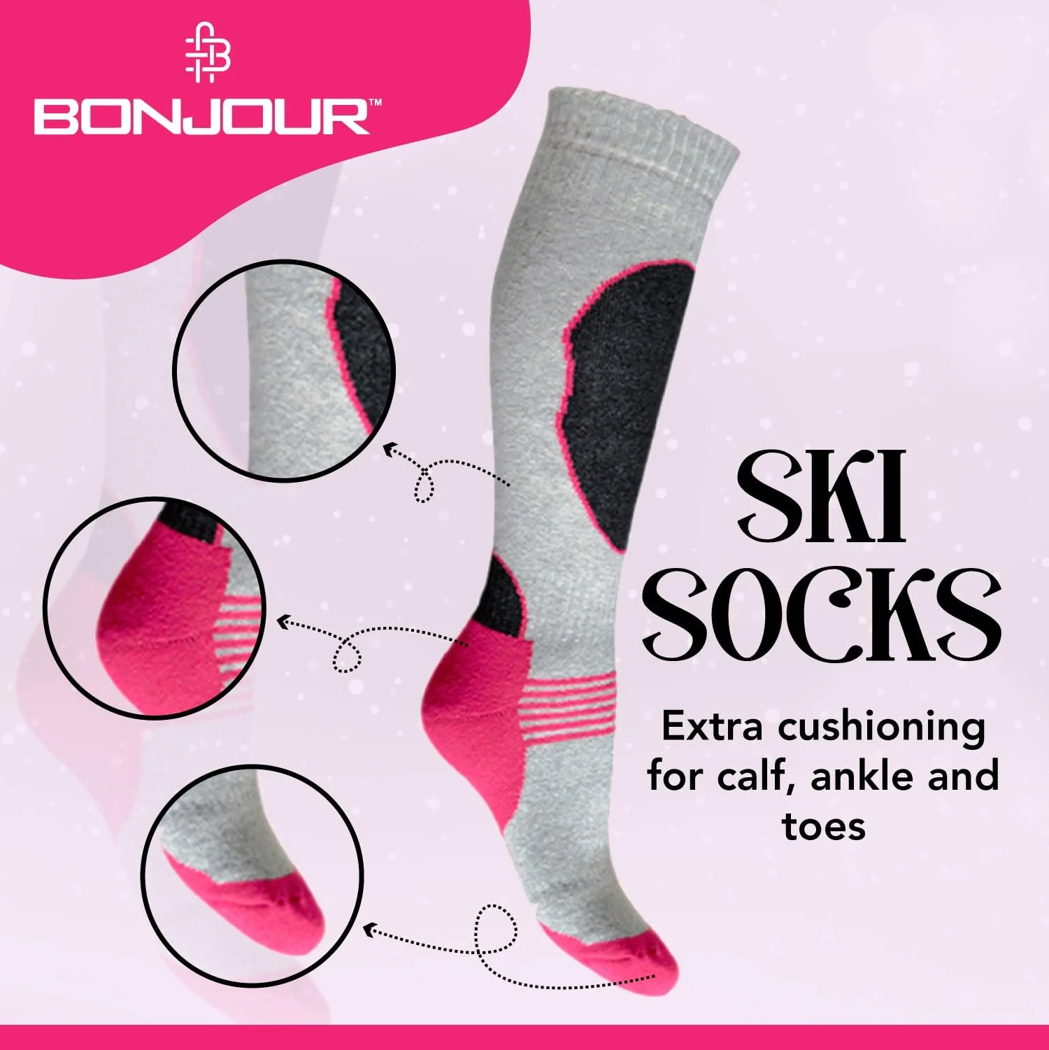 Лижні шкарпетки Bonjour Жіночі, Розмір UK 4 - 8, 4 пари, фото №4