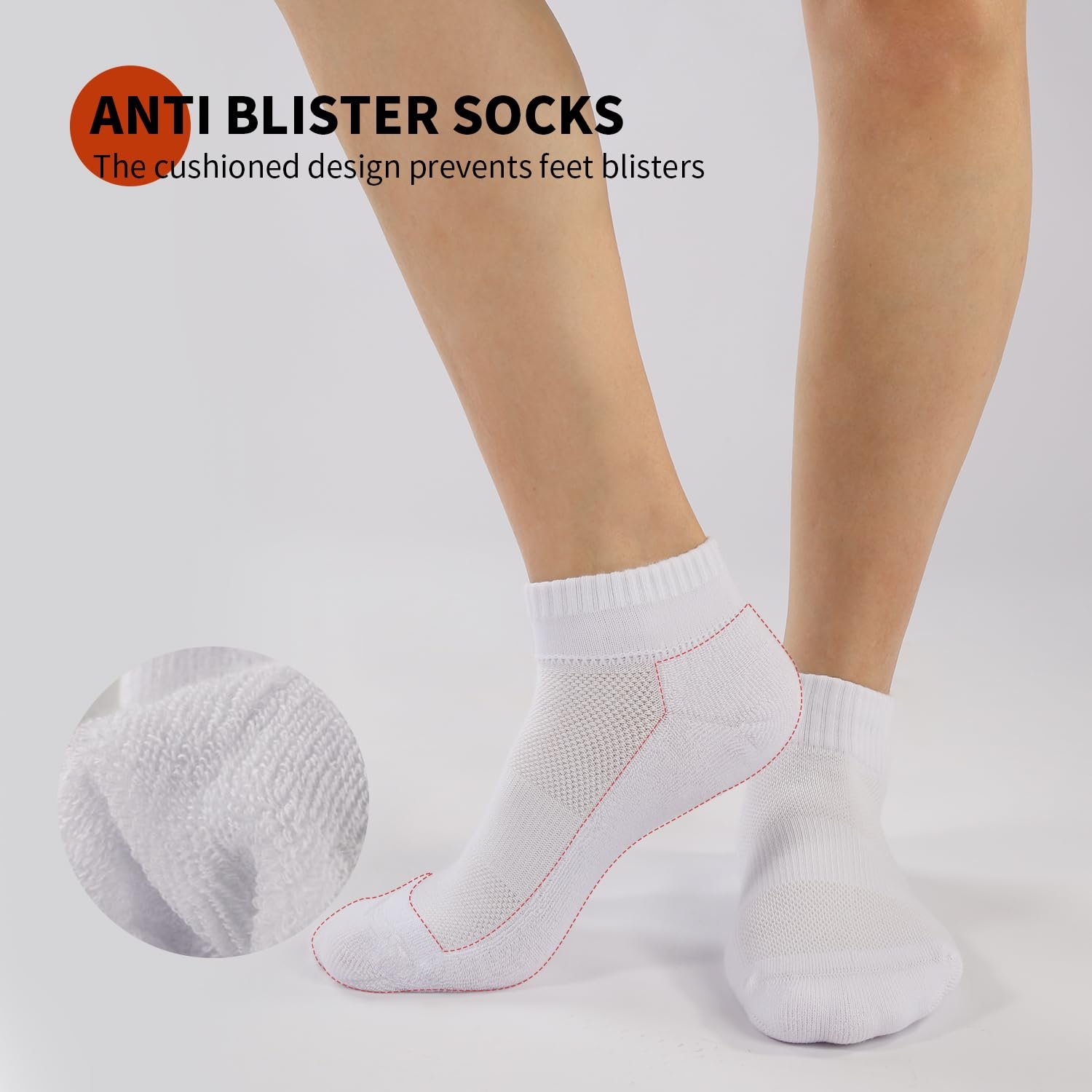 Женские носки 39-42 35-38 5 пар хлопковые спортивные носки дышащие Anti-Bubble короткие Trainer Padded Running Socks, фото №3