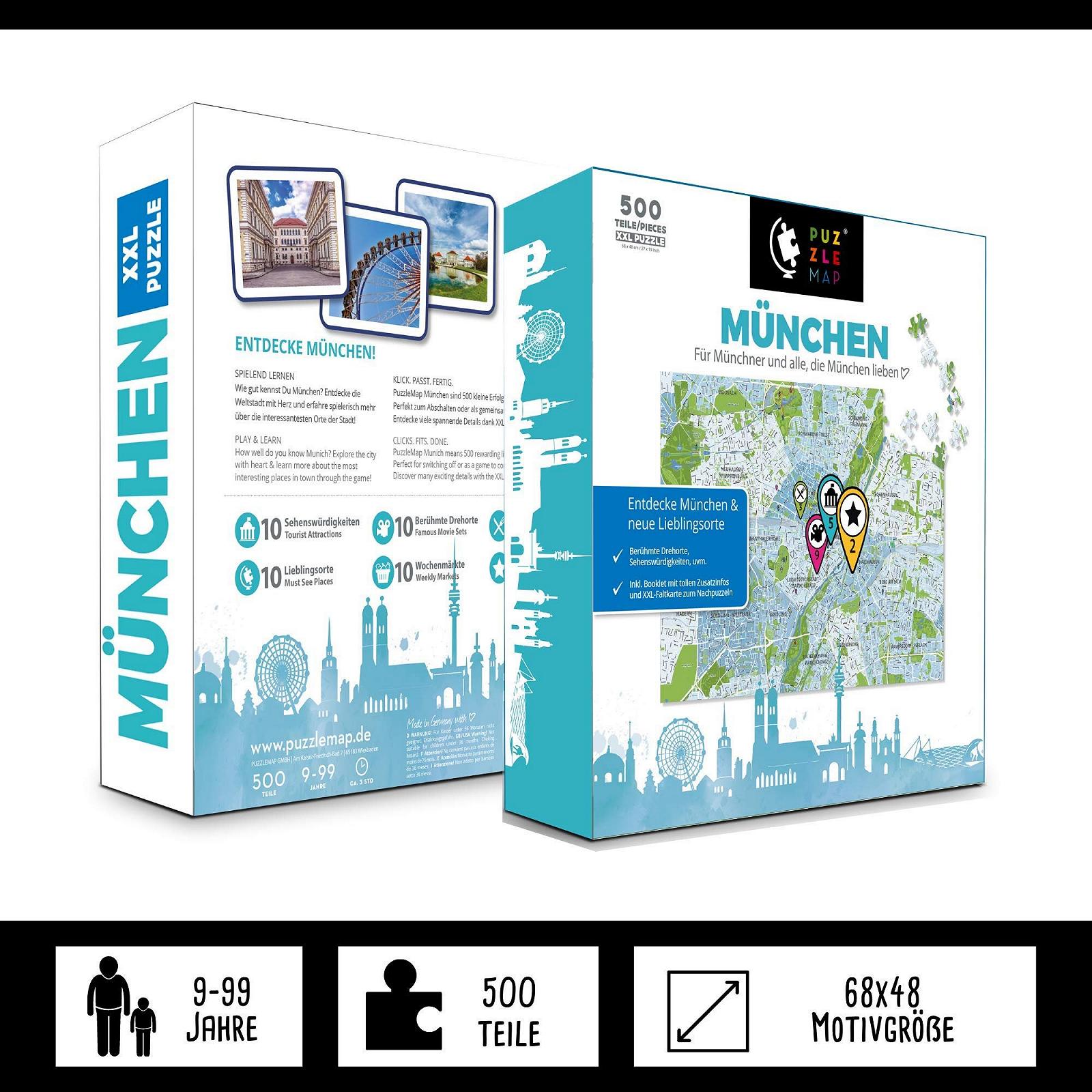 Пазл XXL PuzzleMap Карта Мюнхена 500 елементів 68 x 48 см з буклетом та картою, фото №3 Пазл XXL PuzzleMap Карта Мюнхена 500 елементів 68 x 48 см з буклетом та картою, фото №3