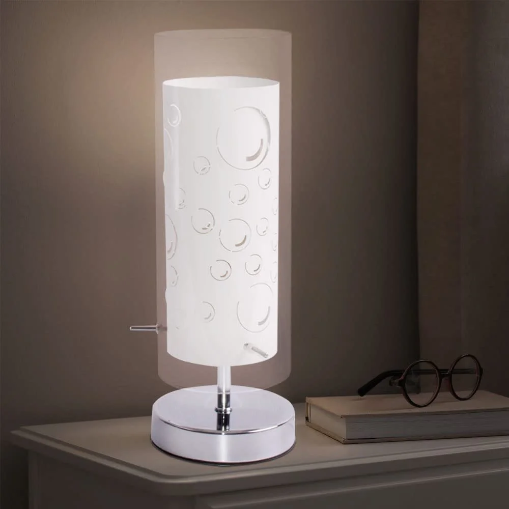 Настільна лампа etc-shop скляна з мотивом повітряних бульбашок 1x E14 Ø12х34 см Біла, фото №8