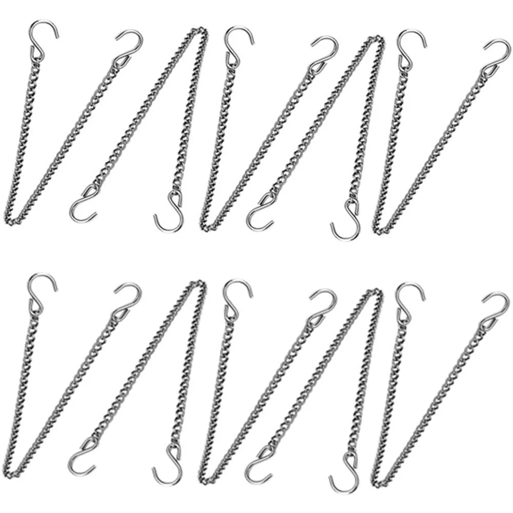 Металеві ланцюги для підвішування 10 шт. із затискачами та гачками сріблясті, фото №1 Металеві ланцюги для підвішування 10 шт. із затискачами та гачками сріблясті, фото №1