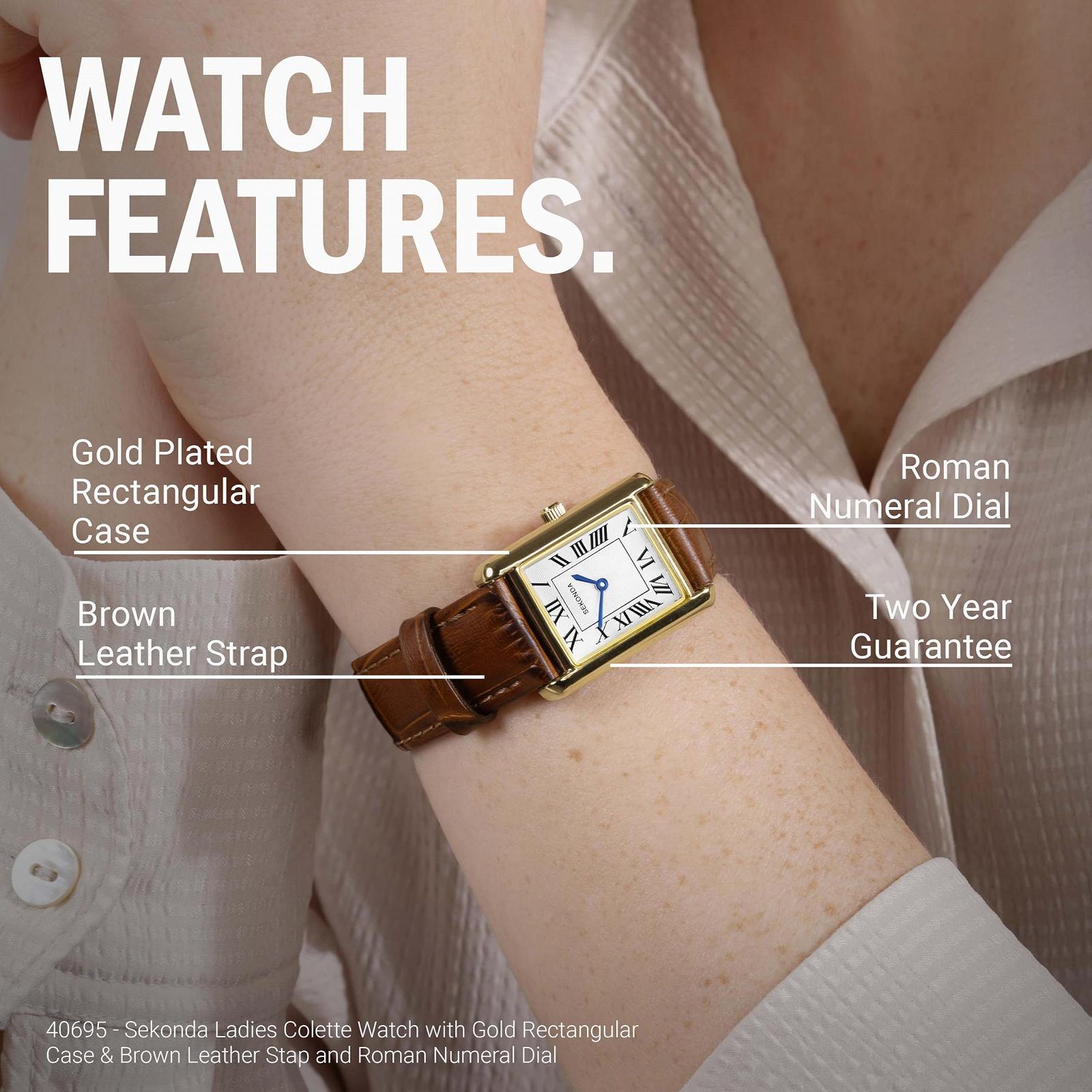 Годинник наручний Жіночий Sekonda Colette Classic 22 мм Білий циферблат Білий і Коричневий, фото №4