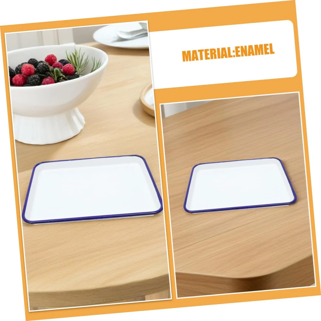 Набор форм для запекания и противней 26x18 см 30x20 см эмалированные белые в ретро-стиле, фото №8