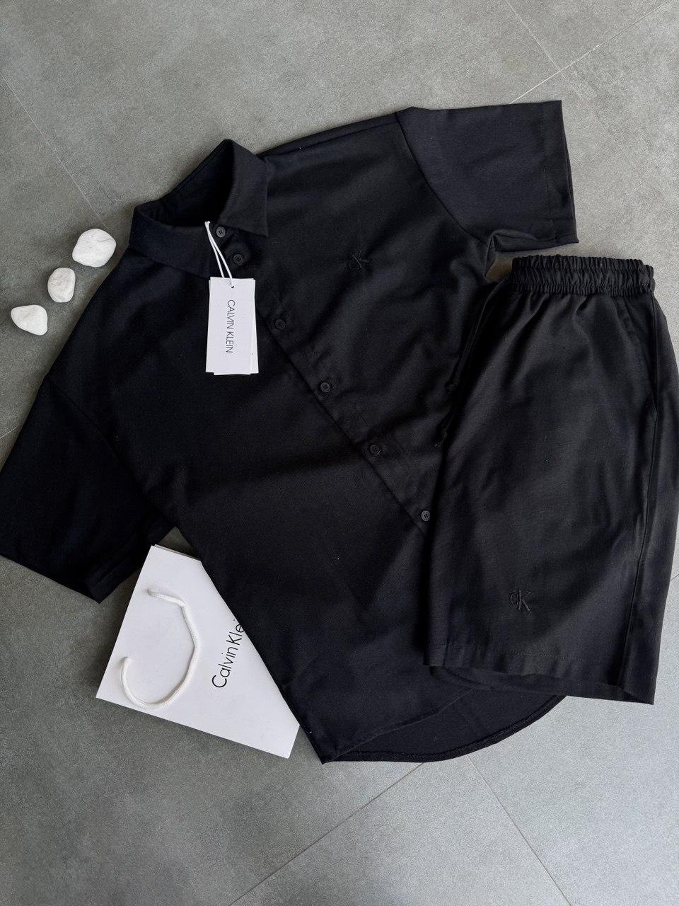 Чоловічий костюм з шортами лляний чорний Calvin Klein, фото №3