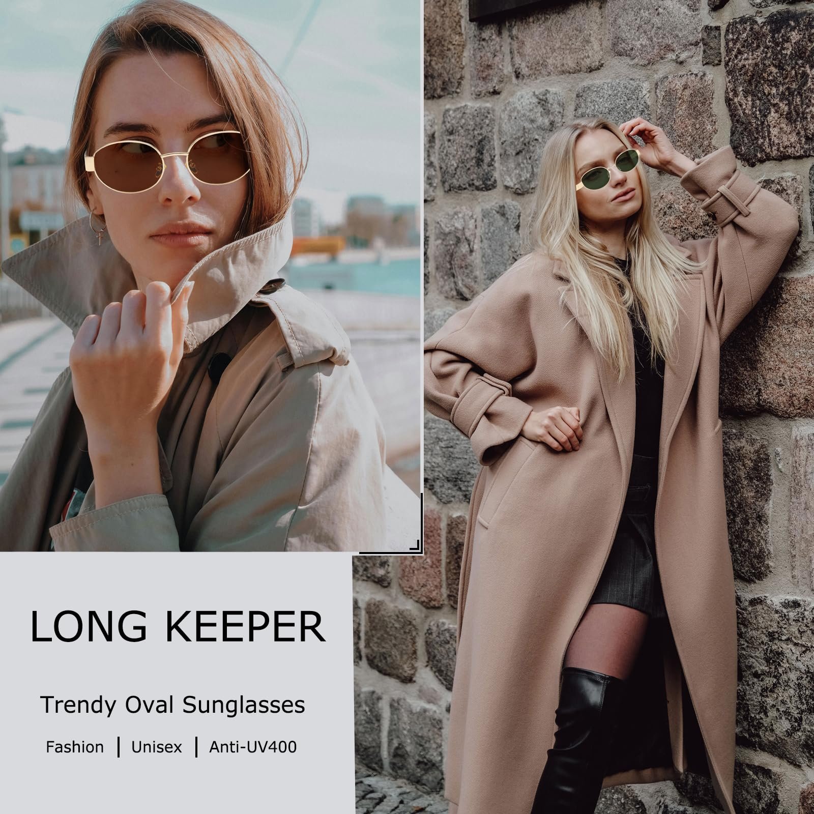 Солнцезащитные очки Oval Retro Long Keeper Металл Vintage UV400, фото №6