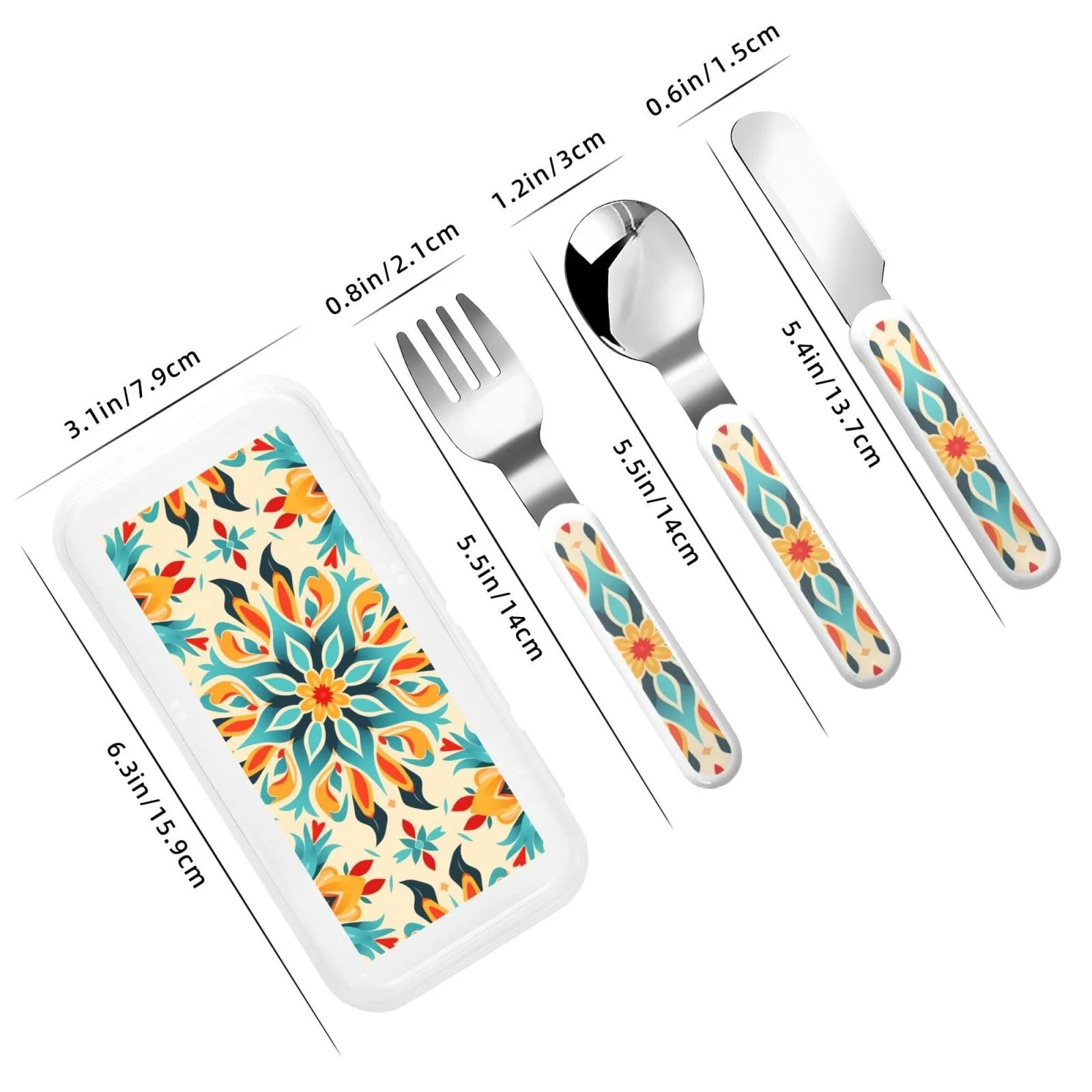 Дитячий набір столових приборів з діамантовим візерунком, 3 предмети, фото №3 Дитячий набір столових приборів з діамантовим візерунком, 3 предмети, фото №3