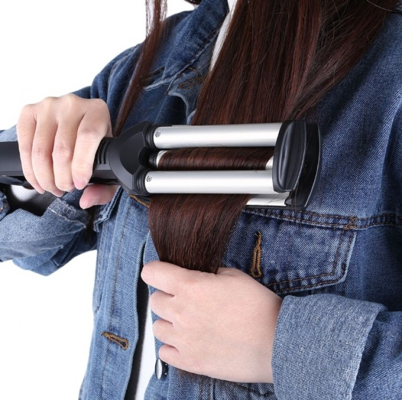 Тройная плойка для завивки волос Kemei JFQ-Km-2022, фото №4 Тройная плойка для завивки волос Kemei JFQ-Km-2022, фото №4