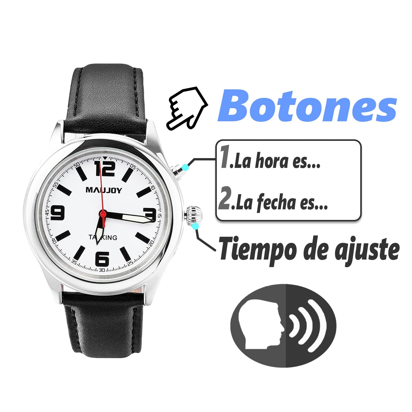 Часы Maujoy Talking на испанском языке для Binder, детей и пожилых, фото №3