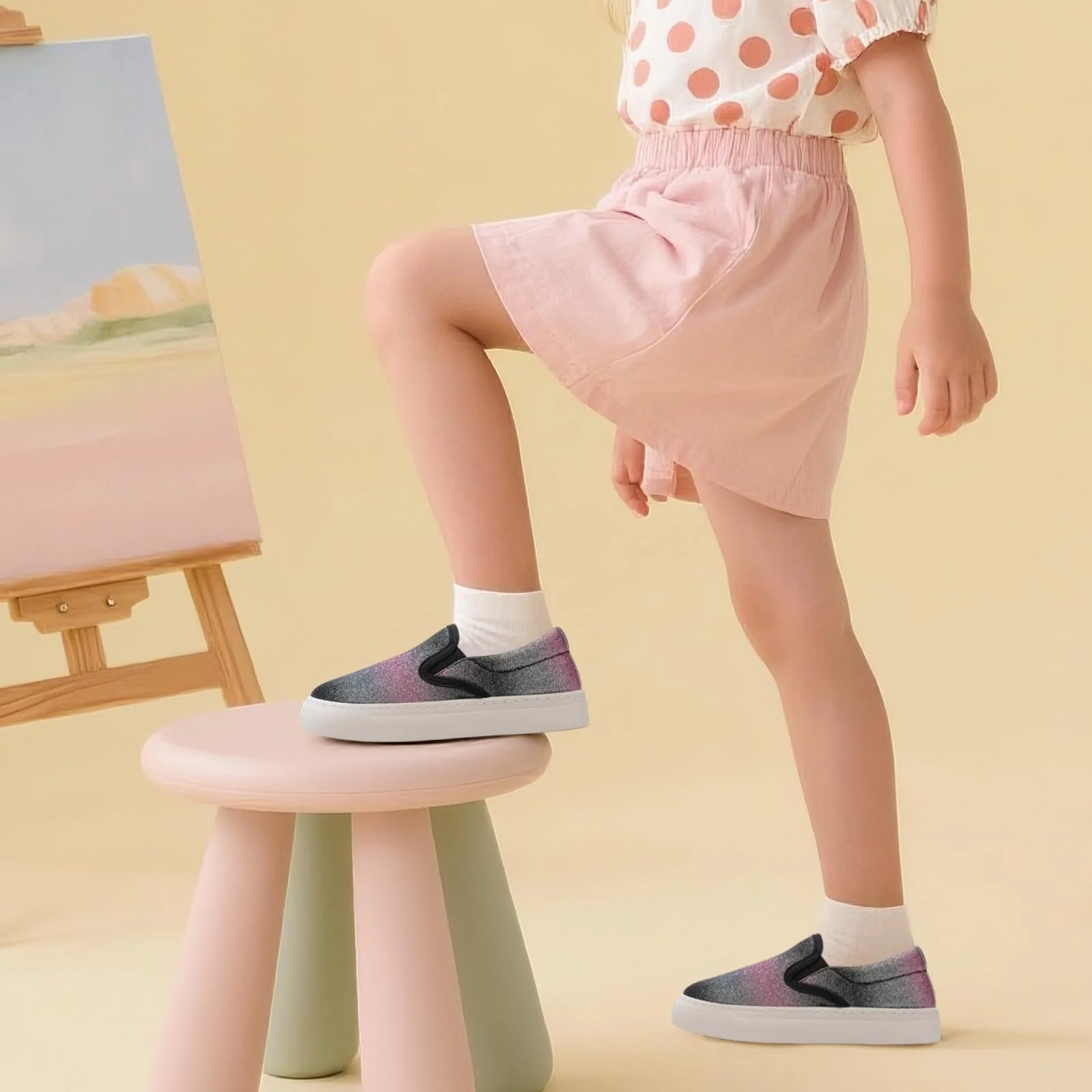 Детские парусиновые кроссовки с блестками Унисекс парусиновая Кроссовки Повседневная дышащая нескользящая легкая детская Кроссовки и девочек, фото №2