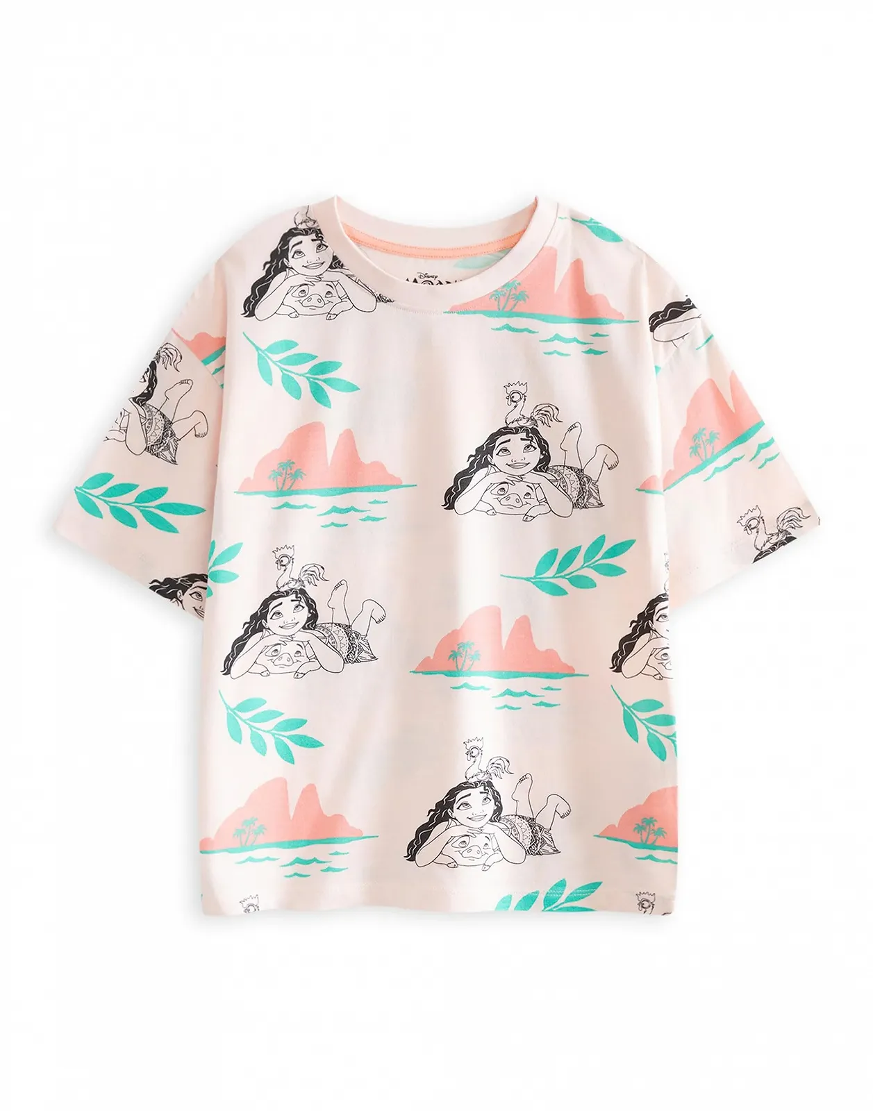 Піжамний набір Disney Moana для дівчат Білий та кораловий Короткий рукав, короткі штани Pua, фото №3 Піжамний набір Disney Moana для дівчат Білий та кораловий Короткий рукав, короткі штани Pua, фото №3