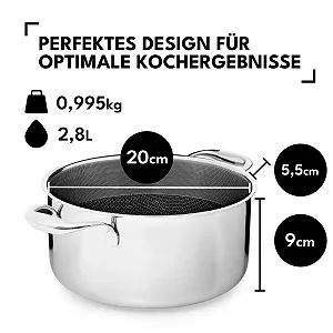 Каструля Onyx Cookware 20 см, 2.8 л, з покриттям, індукційна, для всіх типів плит, стійка до подряпин, антипригарна поверхня, 3-шарова нержавіюча сталь/алюміній ціна на synthetic.ua - Фото 1 Каструля Onyx Cookware 20 см, 2.8 л, з покриттям, індукційна, для всіх типів плит, стійка до подряпин, антипригарна поверхня, 3-шарова нержавіюча сталь/алюміній synthetic.ua - Фото 1