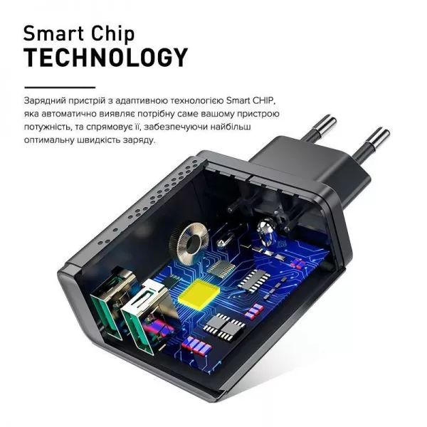 Зарядное устройство Luxe Cube 2USB 2.4А Smart Black 8889998898996, фото №3