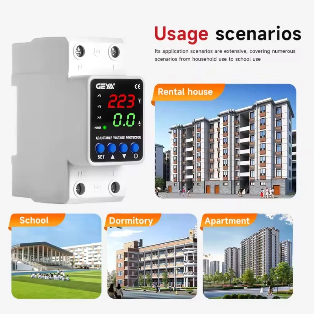 Реле контролю напруги GEYA GPS6-VA5 2P 63A 220V з дисплеєм, фото №6