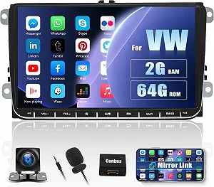 Штатная автомагнитола Hikity для VW Golf 5 Golf 6 Passat B6 Touran EOS Polo / 9" / Сенсорная / 2/64Гб / Android 13 / Bluetooth / WI-FI / GPS / USB - Фото 1