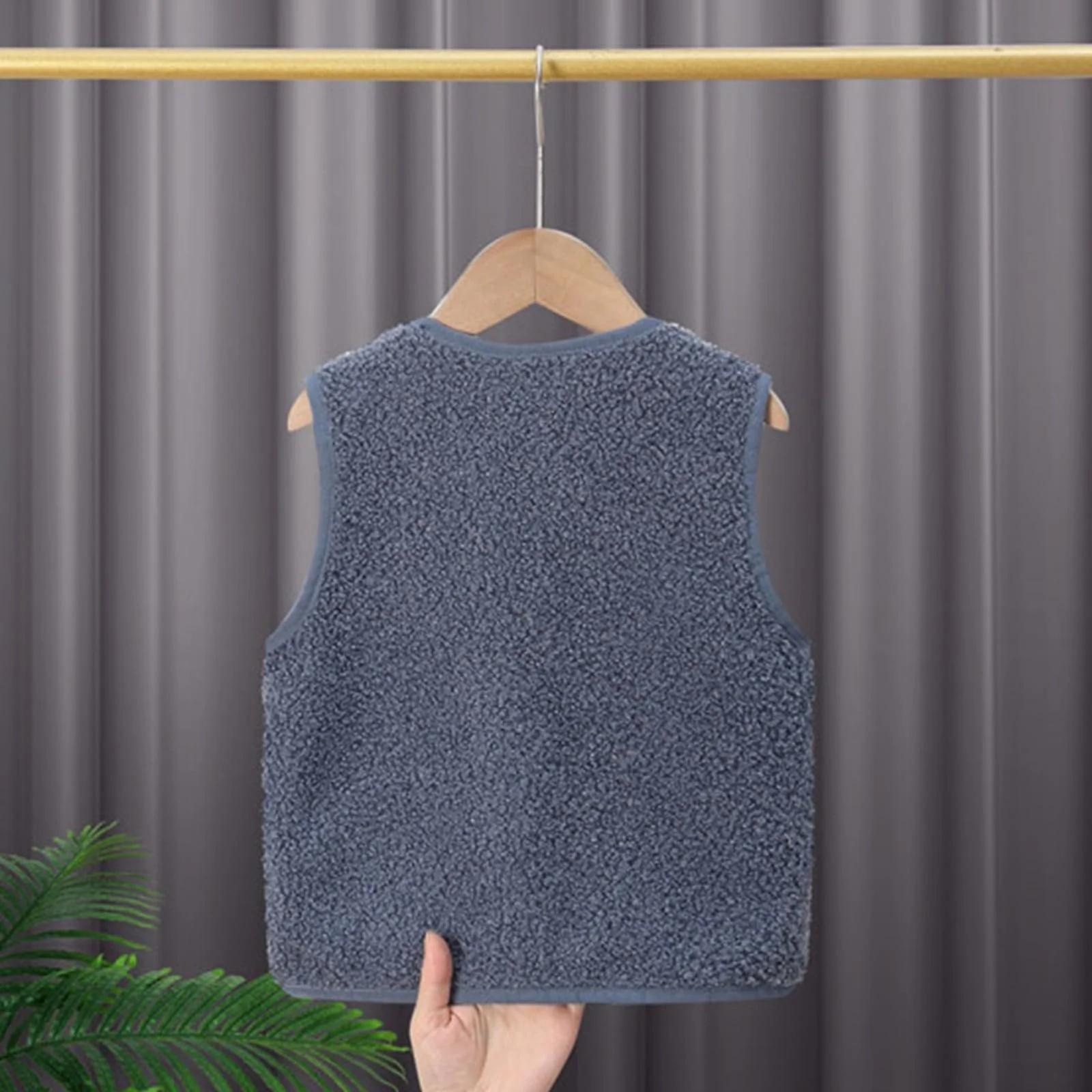 Однотонний плюшевий жилет Teddy Fleece для дітей з кишенями, зимовий жилет Teddy Fleece, легкий короткий хутряний жилет, теплий плюшевий зимовий жилет для хлопчиків, перехідна куртка для вулиці, фото №3