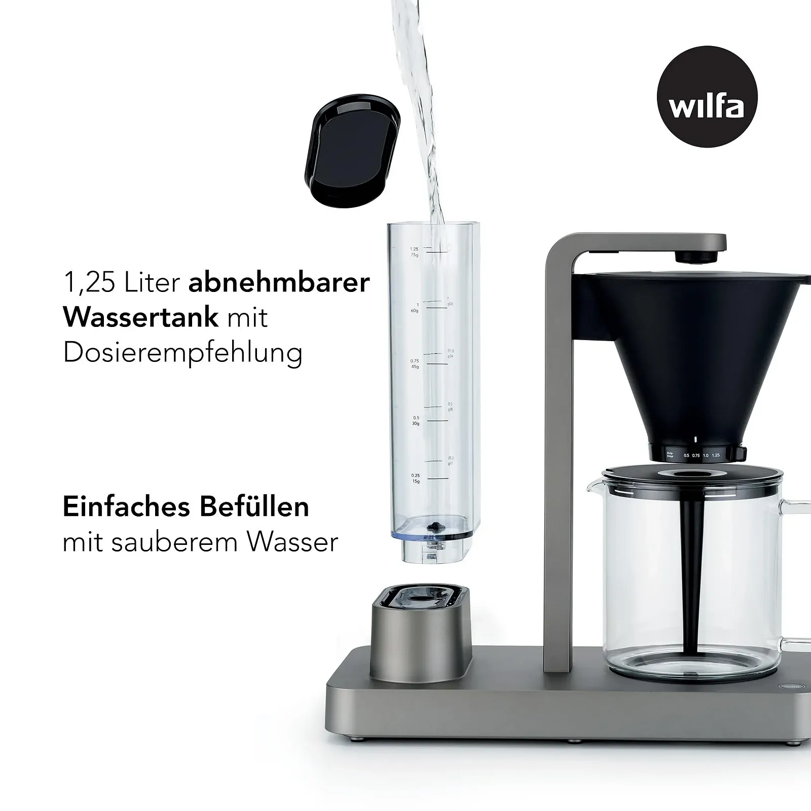 Капельная кофеварка Wilfa Performance 1.25 л / 10 чашек Титан, фото №3