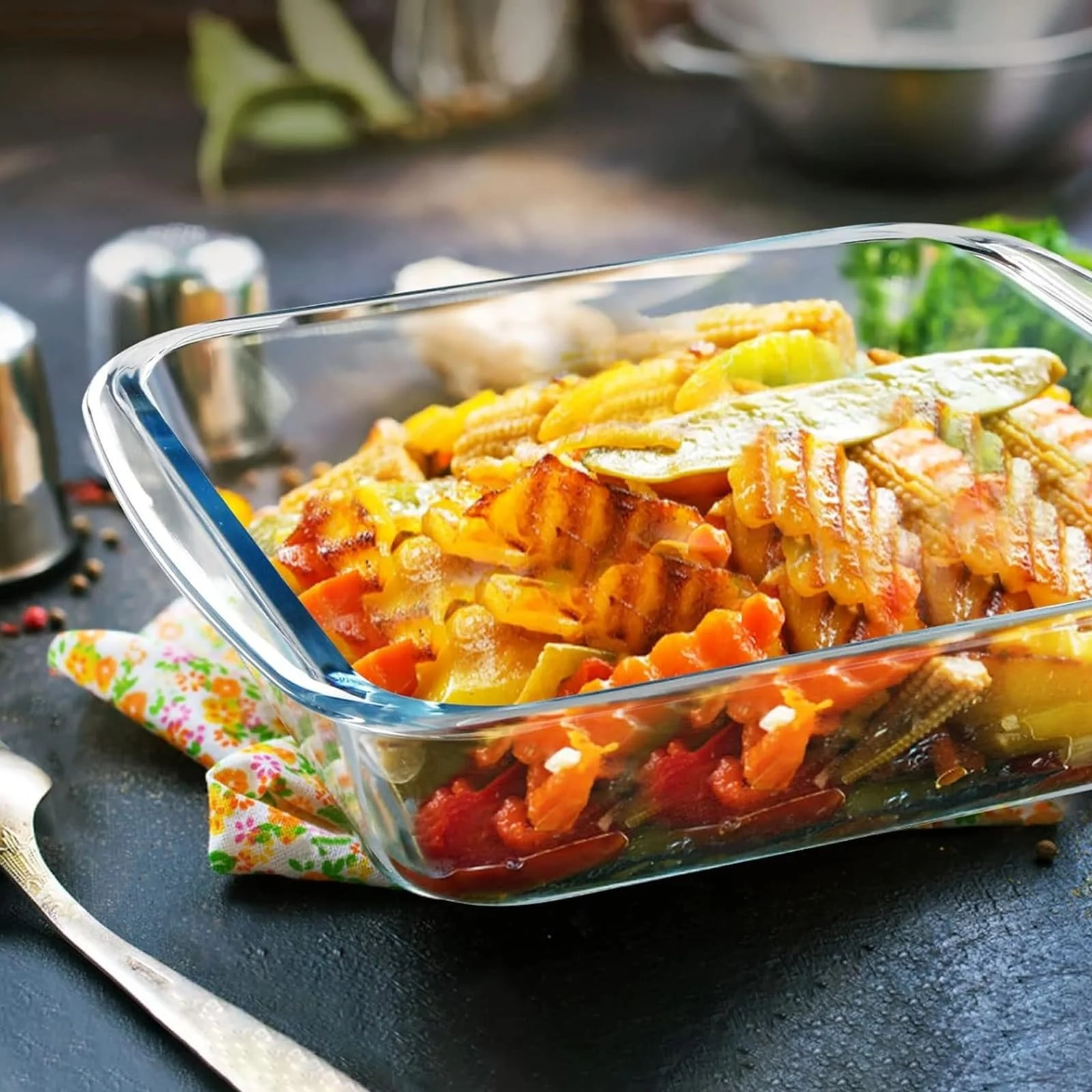 Форма для запікання 0.8 L скляна з ручками 19.5 x 16.5 cm, фото №6