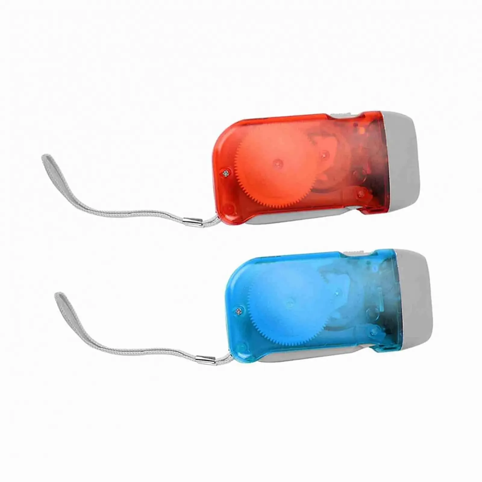 Ручной светодиодный фонарик с питанием от динамо-машины Мини, красный с синим, фото №9