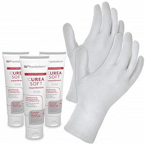 Крем для рук Hygiene VOS Curea Soft Без запаха для чувствительной кожи, 3 x 100 мл + Хлопковые перчатки Texxor для ночного использования, 1 пара - Фото 1