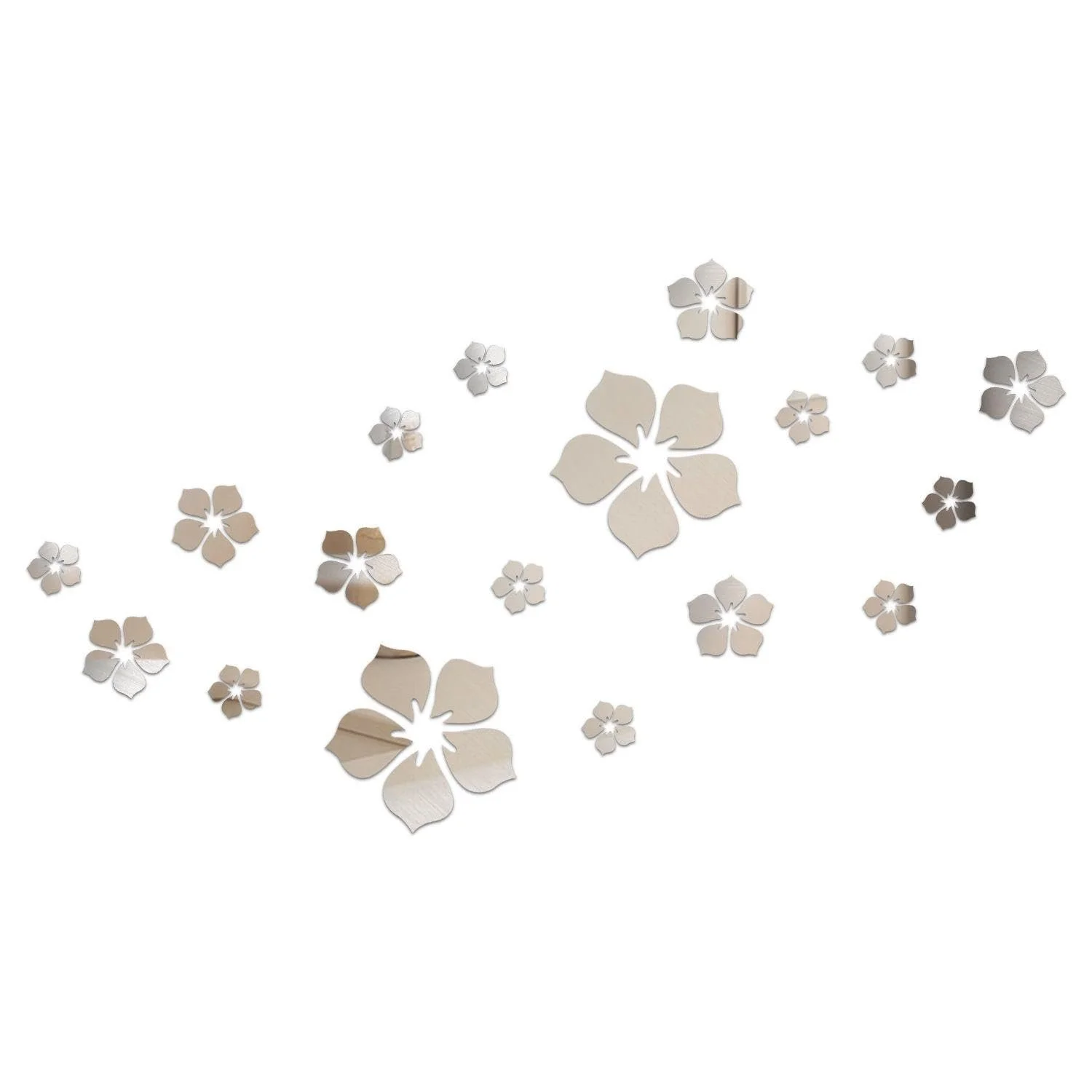 Наклейки на стіну Mirror Flower 18 шт. акрилові 3D Сріблясті, фото №1 Наклейки на стіну Mirror Flower 18 шт. акрилові 3D Сріблясті, фото №1