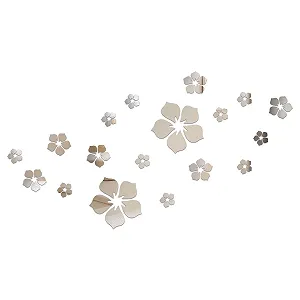 Наклейки на стіну Mirror Flower 18 шт. акрилові 3D Сріблясті - Фото 1