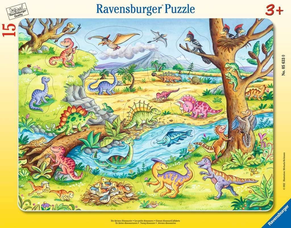 Детский пазл Ravensburger The Little Dinosaurs 8-17 элементов Рамка-пазл с контурной вырубкой, фото №1