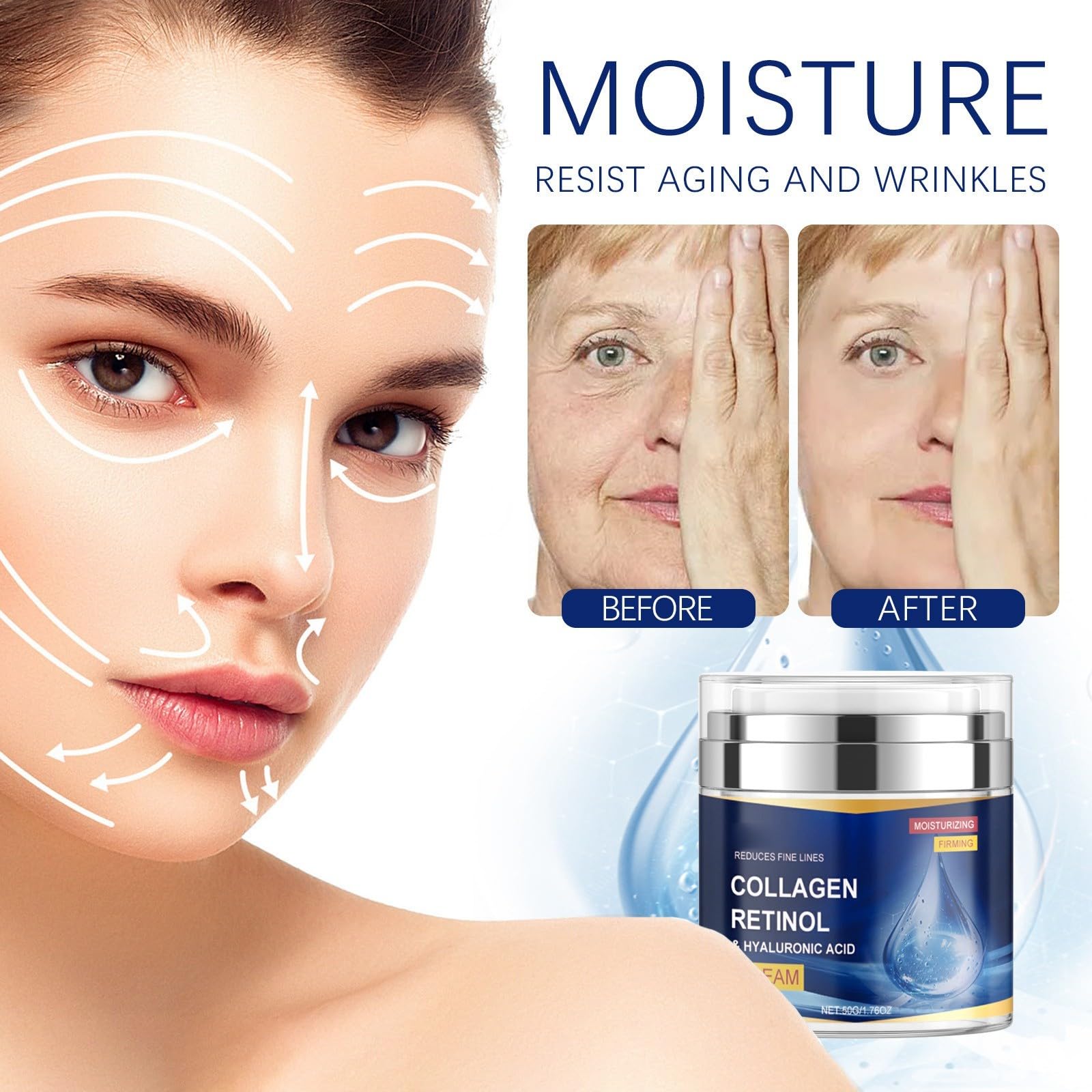 BB Крем Collagen Power & Wrinkle Smoothing AQm498 Зволожуючий для обличчя Підтягуючий Синій, фото №4