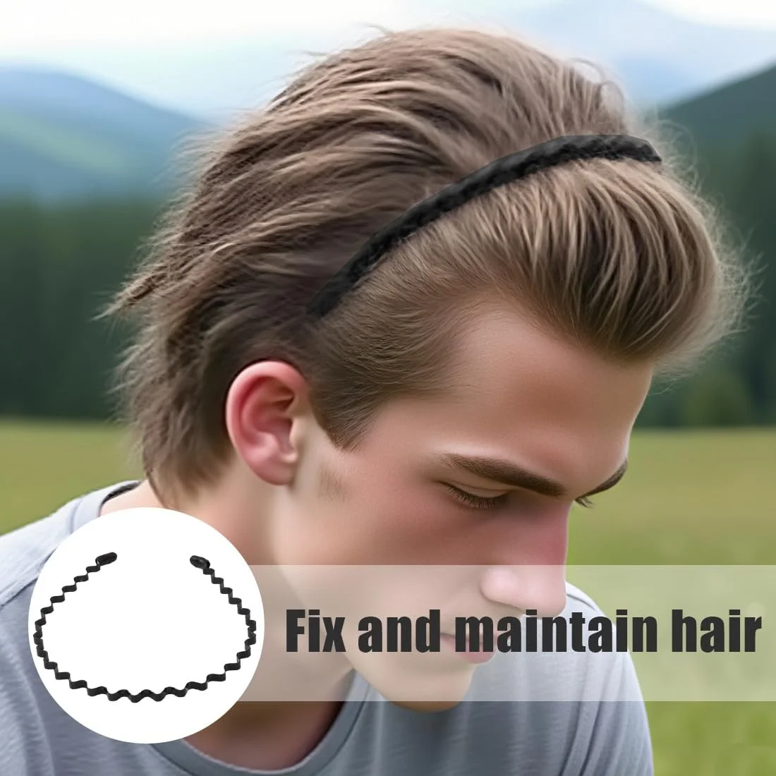 Набір обручів для волосся унісекс Хвиля Чорний, фото №4