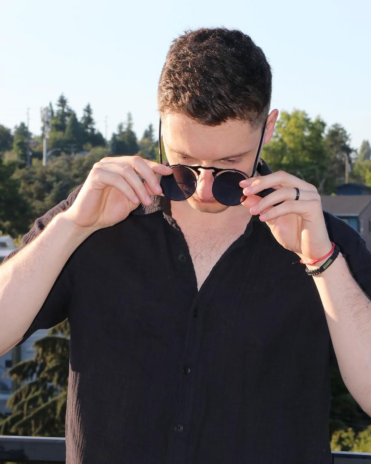 Сонцезахисні окуляри JEXOWIQ, Steampunk Flip-Up, круглі ретро окуляри для чоловіків і жінок, металева оправа, фото №5