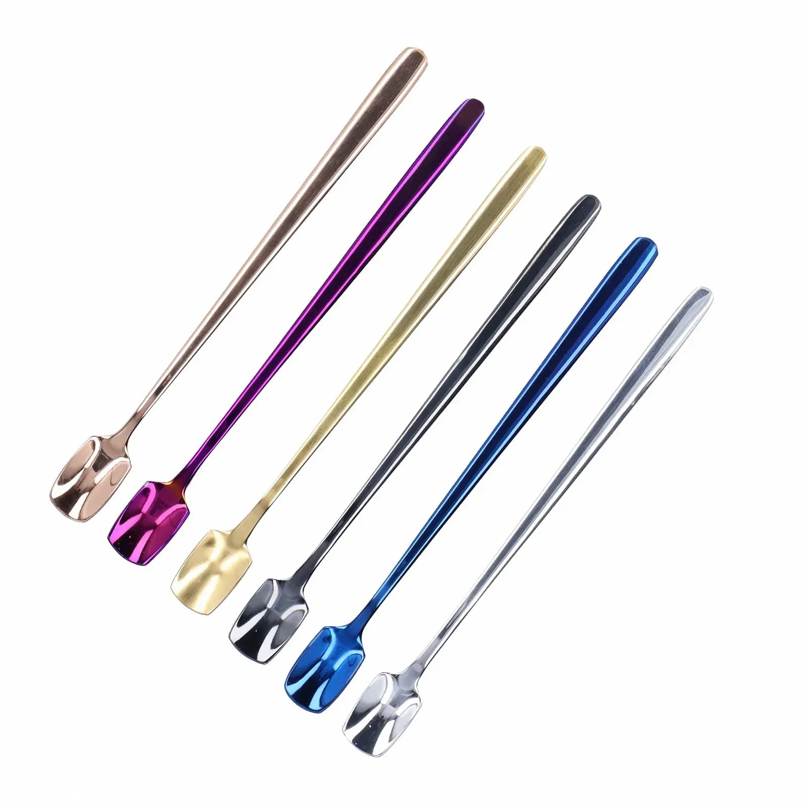 Ложка для змішування кави з довгою ручкою 15 cm, набір різнокольорових десертних ложок, 6 штук, фото №7